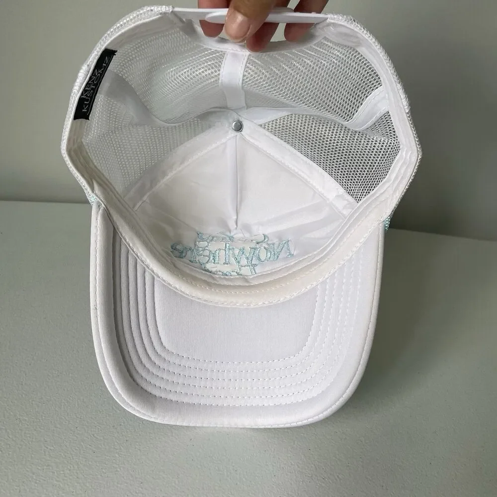 'Going Nowhere Fast' Snapback Baseball Hat Cap White Blue Unisex One Size